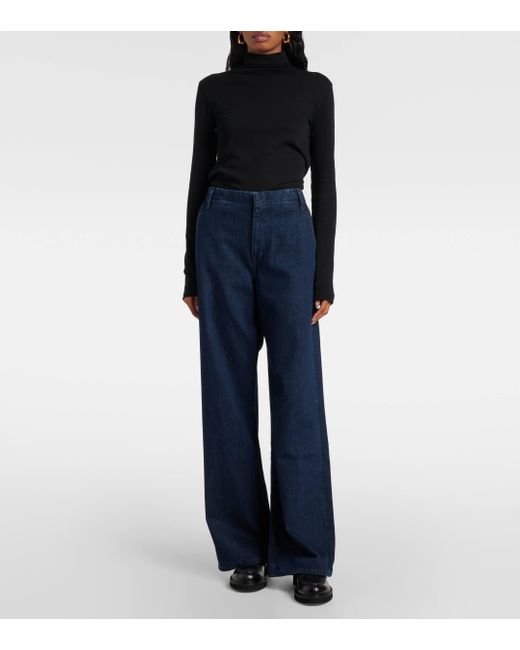 Re/done Blue Triuser High-rise Wide-leg Jeans