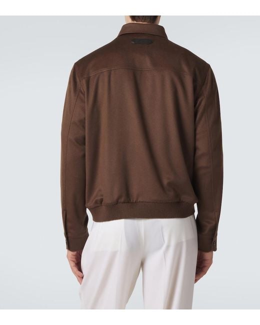 Brioni Brown Cashmere And Wool Blouson Jacket for men