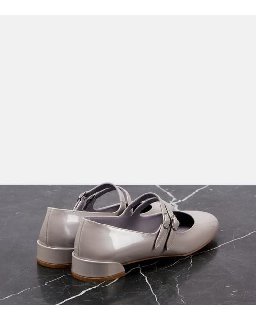 Christian Louboutin Gray Sweet Jane Patent Leather Mary Jane Flats