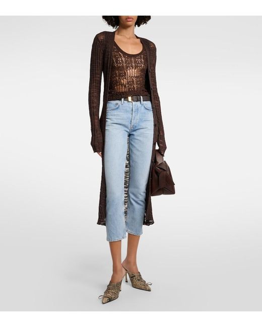 Agolde Blue Riley High-Rise Cropped Straight Jeans