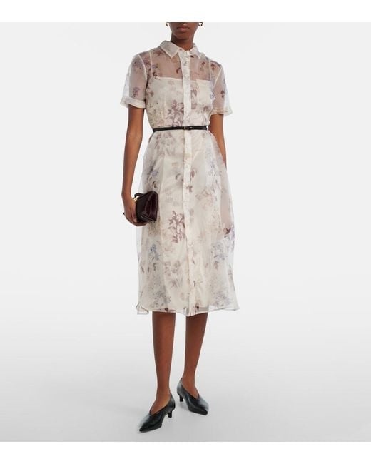 Altuzarra Natural Kiera Floral Silk Midi Dress