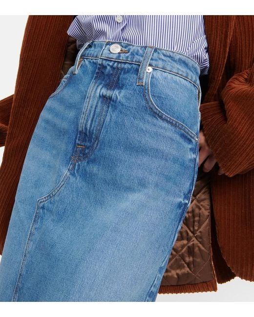 FRAME Blue The Midaxi Denim Midi Skirt