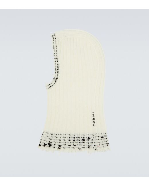 Marni Ribbed Knit Wool Ski Mask in White for Men | Lyst