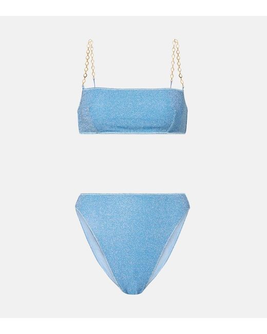 Oseree Blue Lumiere O Chain Lame Bikini