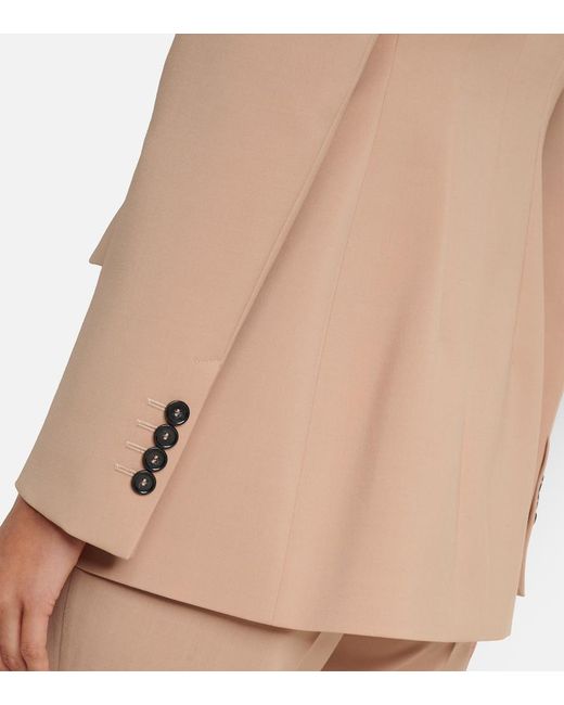 Sportmax Natural Double-Breasted Virgin Wool Blazer