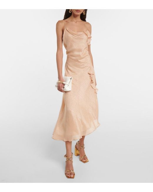 Victoria Beckham Natural Bias Cami Lurex Twill Slip Dress