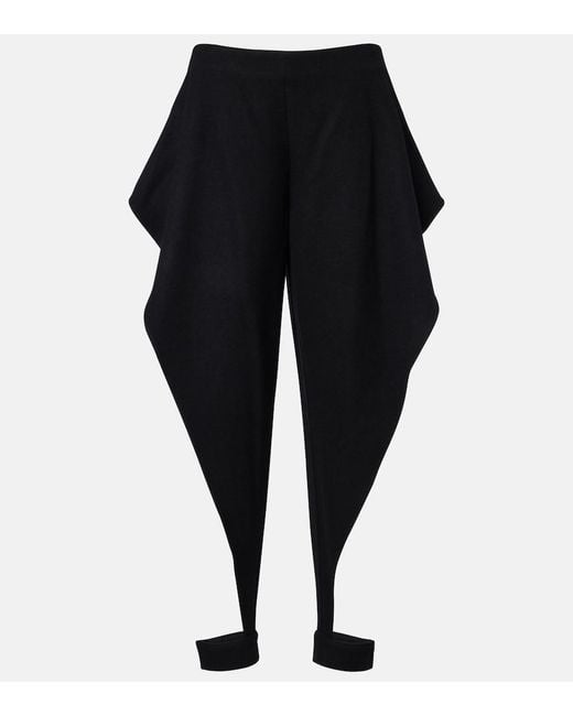 Alaïa Black Draped Wool-Blend Pants