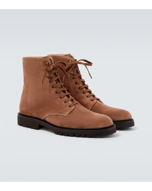 Botines Con Cordones De Ante Brunello Cucinelli de hombre de color Brown