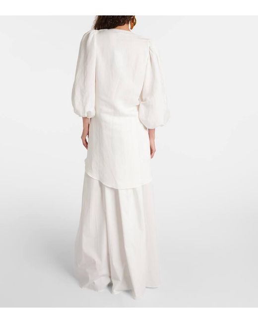Adriana Degreas White Bluse aus einem Leinengemisch