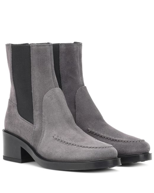Tod's Gray Suede Ankle Boots