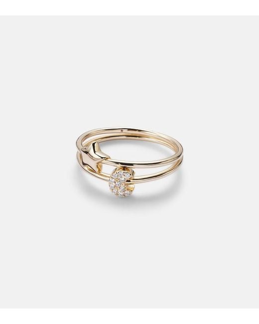 Roxanne First White Mini Moon And Star Set Of 14Kt Rings With Diamonds