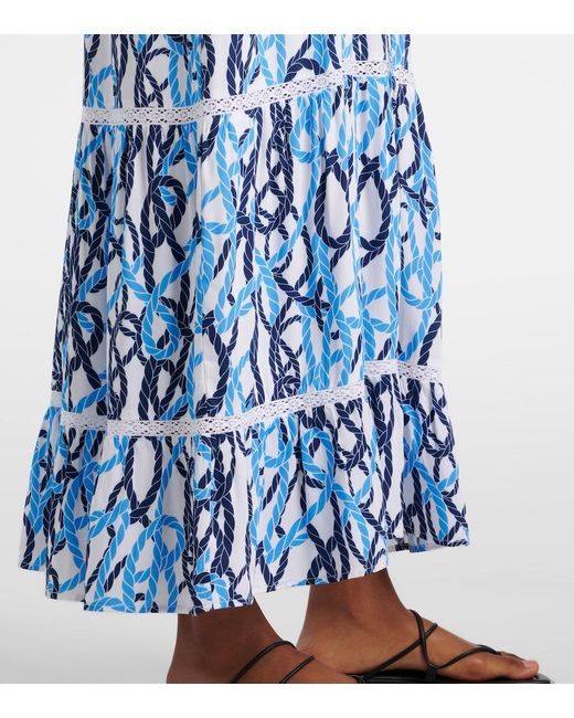 Melissa Odabash Blue Eclipse Printed Off-Shoulder Midi Dress