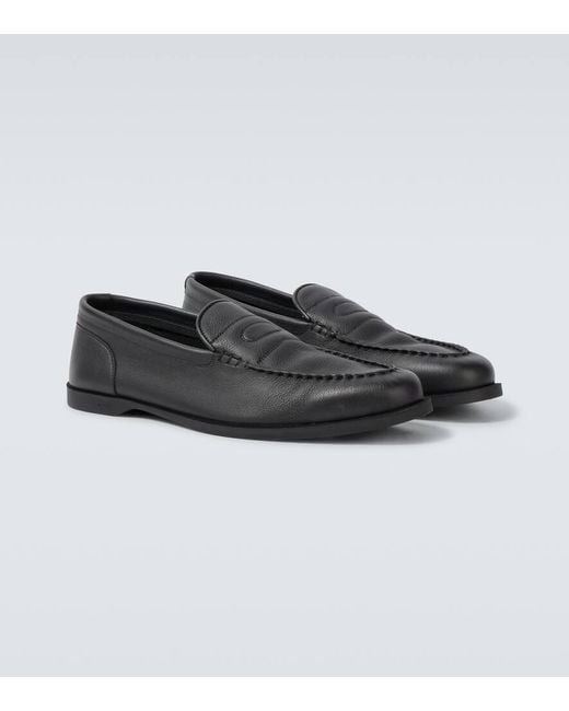 John Lobb Black Pace Leather Loafers for men