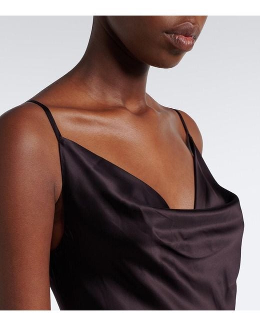Acne Black Lace-Trimmed Satin Slip Dress