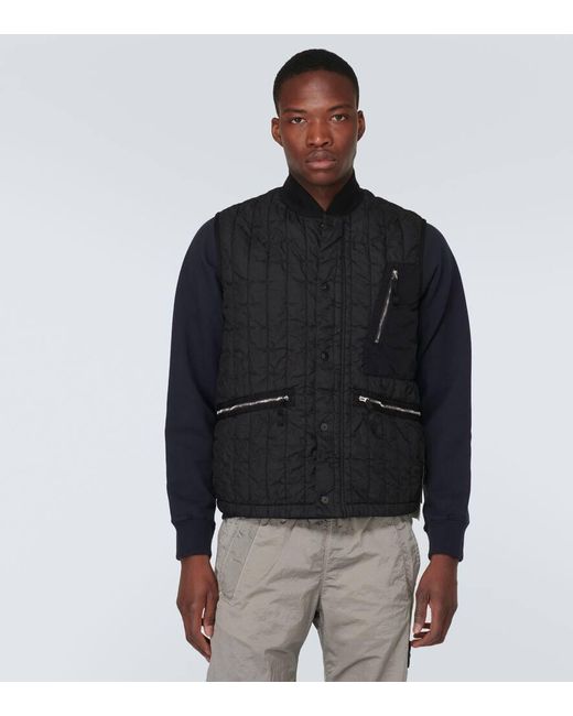 Stone Island Black Compass Quilted Vest for men