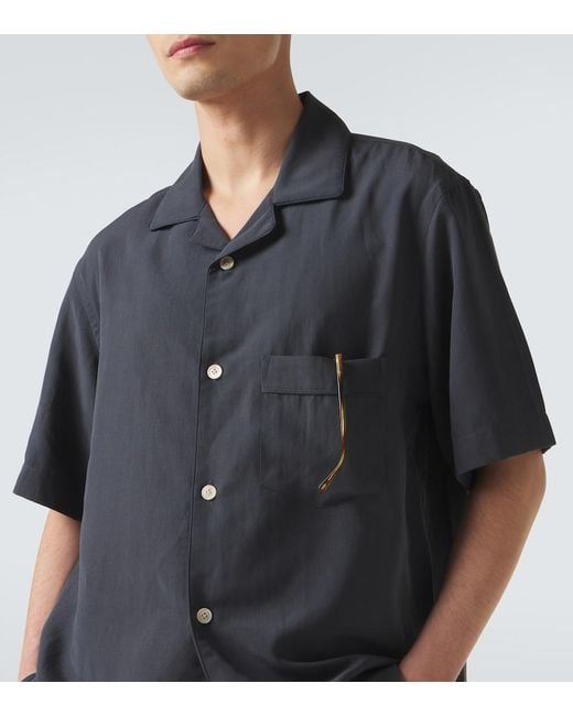 Eleventy Black Oversized Bowling Shirt for men