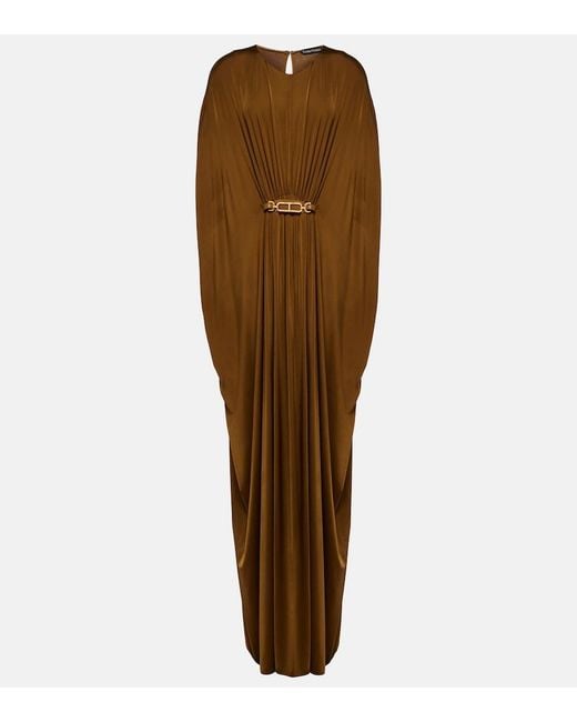 Caftan De Jersey Satinado Con Cinturon Tom Ford de color Brown
