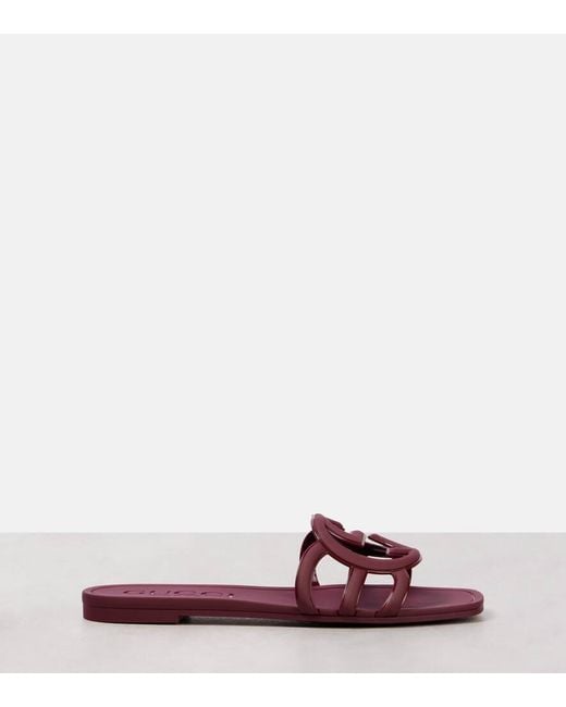 Gucci Red Interlocking G Slide Sandal, Size 34 It