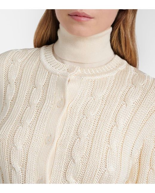 Cardigan De Seda Ralph Lauren de color Natural