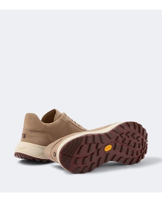 Fedeli Natural Suede-Trimmed Sneakers for men