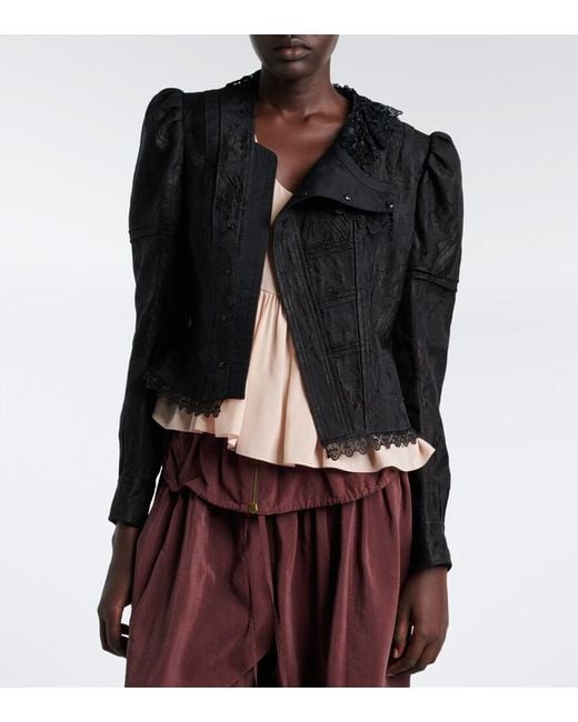 Chloé Black Wool And Silk-Blend Jacquard Lace Jacket