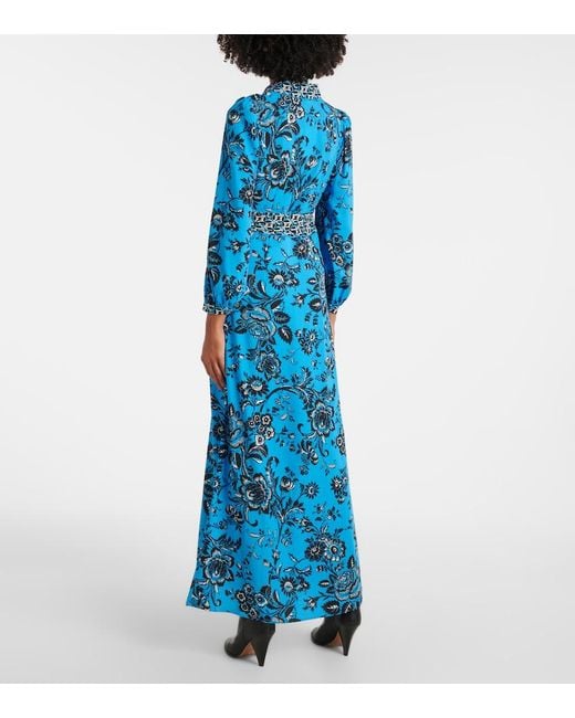 Diane von Furstenberg Blue Joshua Printed Maxi Dress