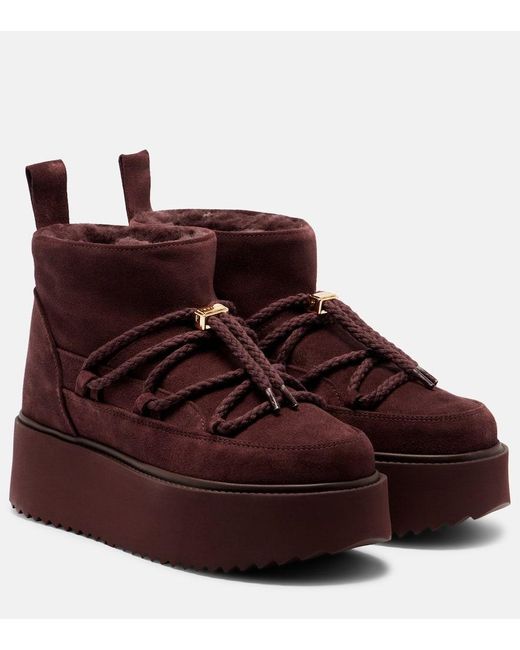 Inuikii Brown Classic Low Suede Platform Snow Boots