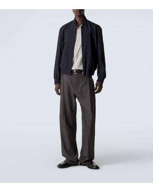 Giorgio Armani Blue Cotton-Blend Bomber Jacket for men