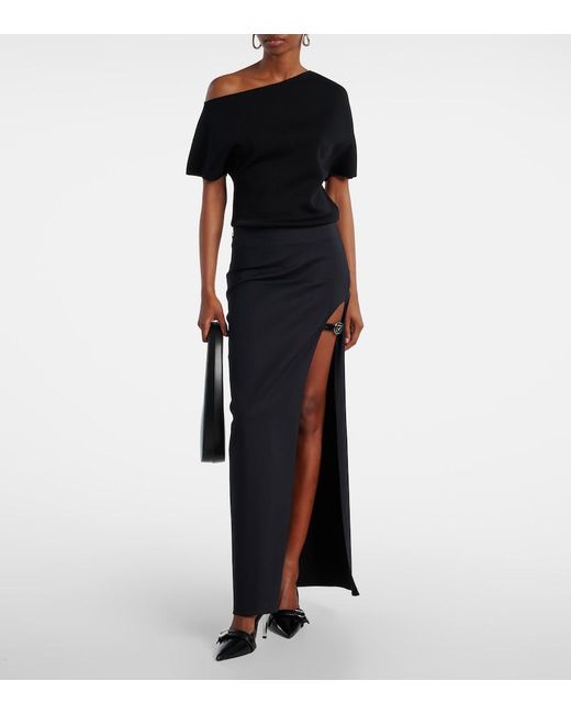 Coperni Black Garter Cotton-Blend Jersey Maxi Skirt
