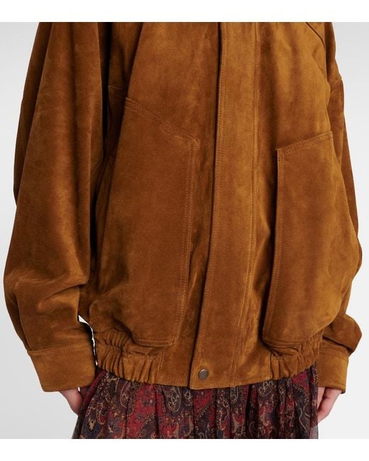 Saint Laurent Brown Suede Bomber Jacket