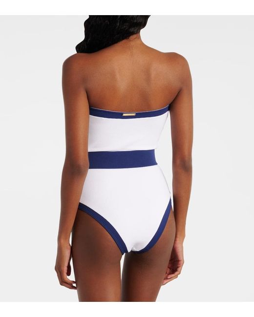 Alexandra Miro Blue Whitney Belted Swimsuit