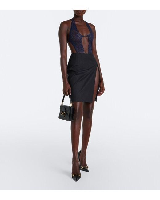 Gucci Black Wool-Blend Miniskirt