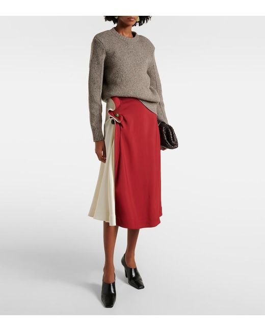 Bottega Veneta Red Intrecciato Midi Skirt