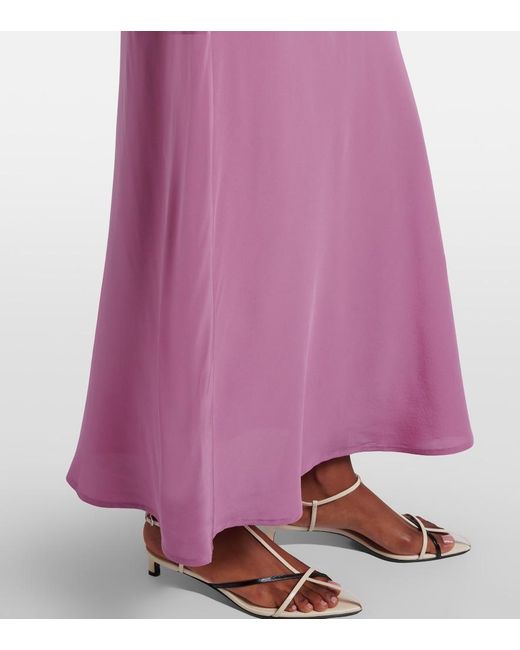 Asceno Purple Valencia Silk Crepe Maxi Dress