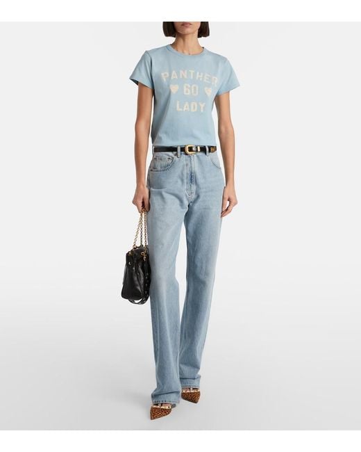 Valentino Blue Printed Cotton Jersey T-Shirt