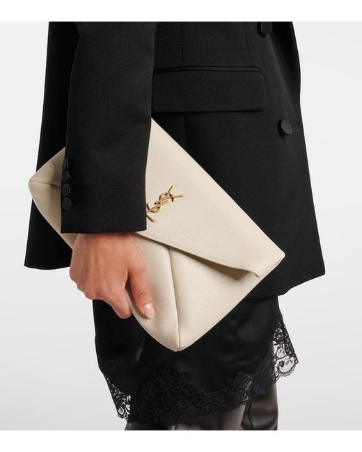 Saint Laurent Natural Leather Cassandre Envelope Pouch