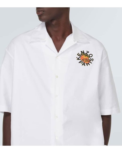 Camicia bowling in jersey di cotone di KENZO in White da Uomo