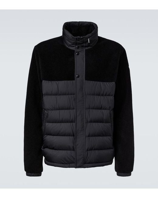 Moncler Black Mistral Down-Paneled Teddy Jacket for men
