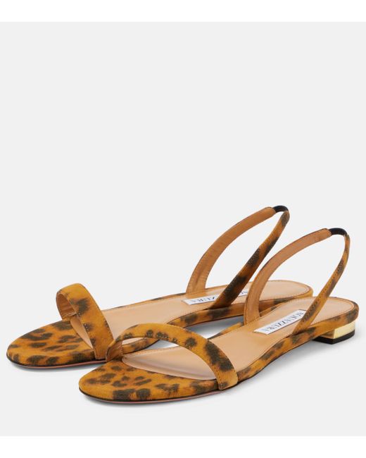 Aquazzura Brown So Nude Leopard-Print Suede Sandals