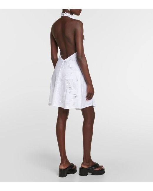 Roberta Einer White Sleek Halterneck Knit Minidress