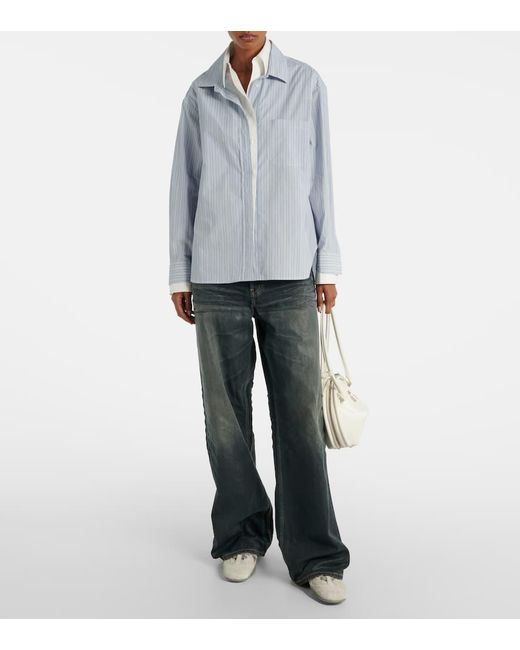 Acne Blue Glossy Mid-Rise Wide-Leg Jeans