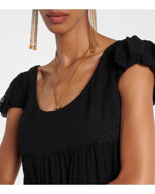 Chloé Black Silk Point D'Esprit Maxi Dress