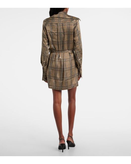 Patou Brown Prince Of Wales Check Silk Shirt Dress