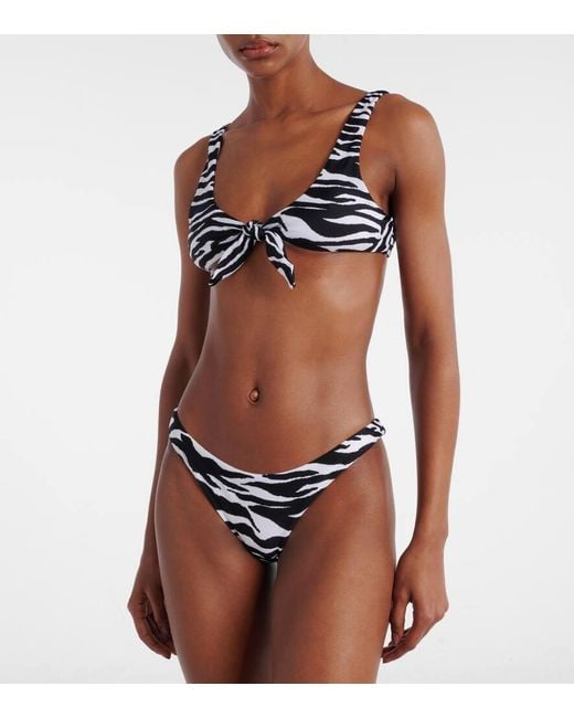 The Attico White Zebra-Print Bikini