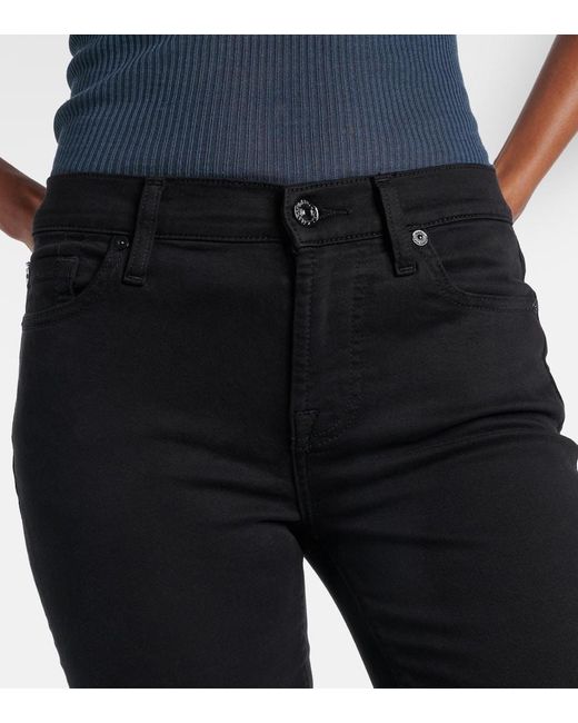7 For All Mankind Black Mid-Rise Jeans The Skinny B(air)