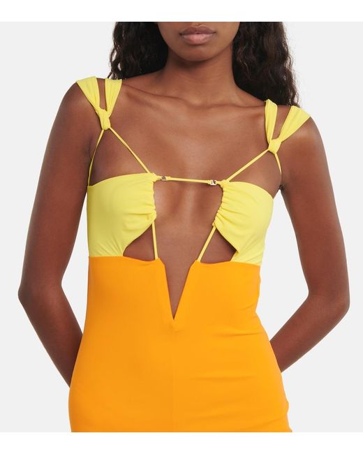 Nensi Dojaka Yellow Cutout Minidress