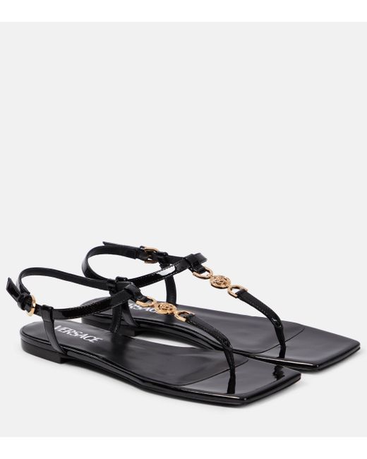 Versace Brown Medusa '95 Leather Thong Sandals
