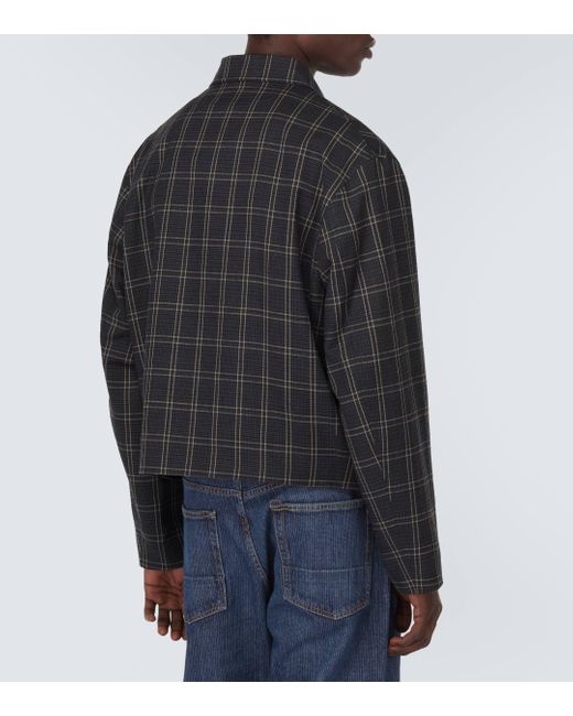 Our Legacy Black Mini Checked Wool And Linen Blouson Jacket for men