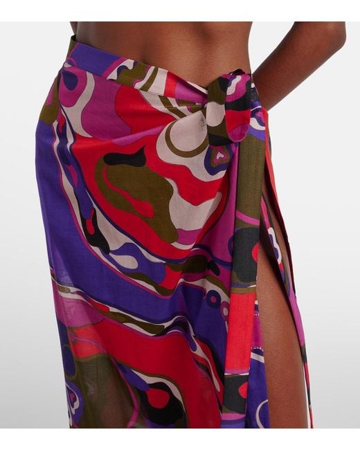 Emilio Pucci Purple Orchidee Cotton Wrap Skirt
