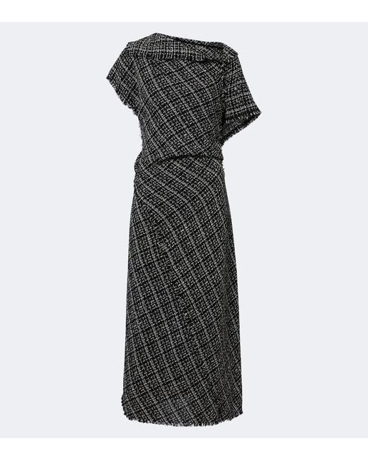 Erdem Black Checked Cotton-Blend Tweed Midi Dress